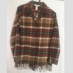 Women's EasySpirt Brown Plaid Coat Sz M